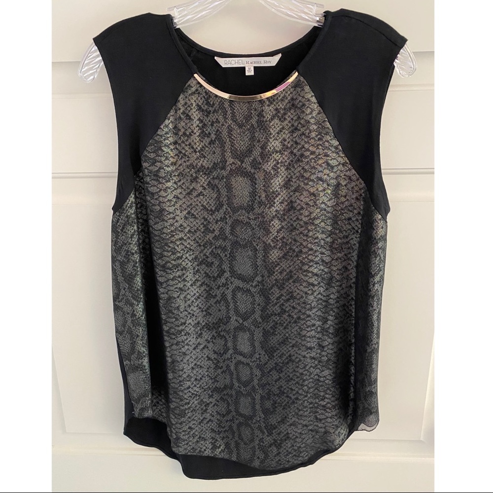 RACHEL Rachel Roy Metallic Snakeskin Top